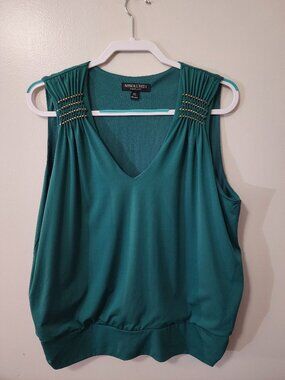Almost Famous Teal Studded Shoulder Sleeveless Blouse Size XL